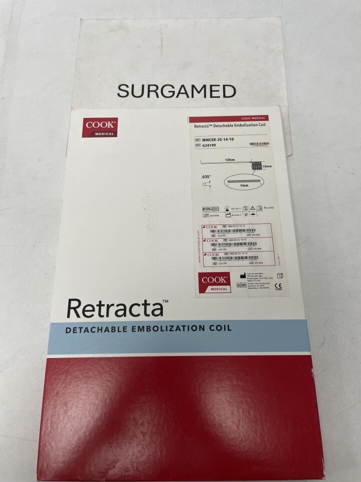 G34199 - COOK - Retracta Detachable Embolization Coil - MWCER-35-14-10 - .035" x 14cm x 10mm, (BX)