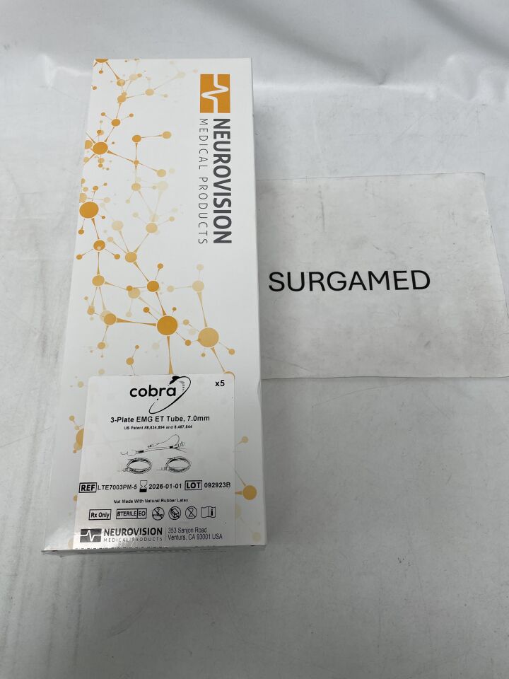LTE7003PM-5 - NEUROVISION - Cobra 3-Plate EMG ET Tube & Two Subdermal Needles 7.0mm, (BX/5)