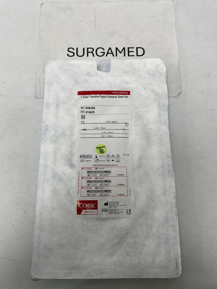 G14639 - COOK - C-Flex Double Pigtail Ureteral Stent Set 3.7F x 20cm, (EA)