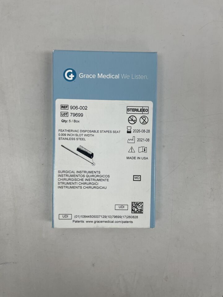906-002 - GRACE MEDICAL - feathervac disposable stapes seat, (BX)