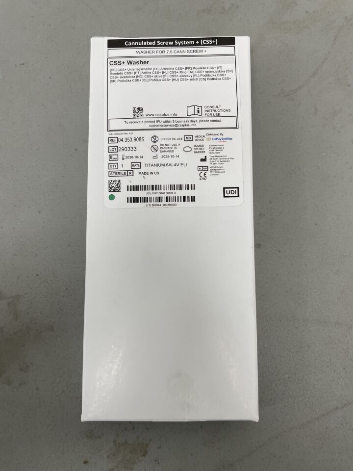 04.353.908S - DEPUY SYNTHES - CSS+ Washer for 7.5mm Cann Screw, (BX)