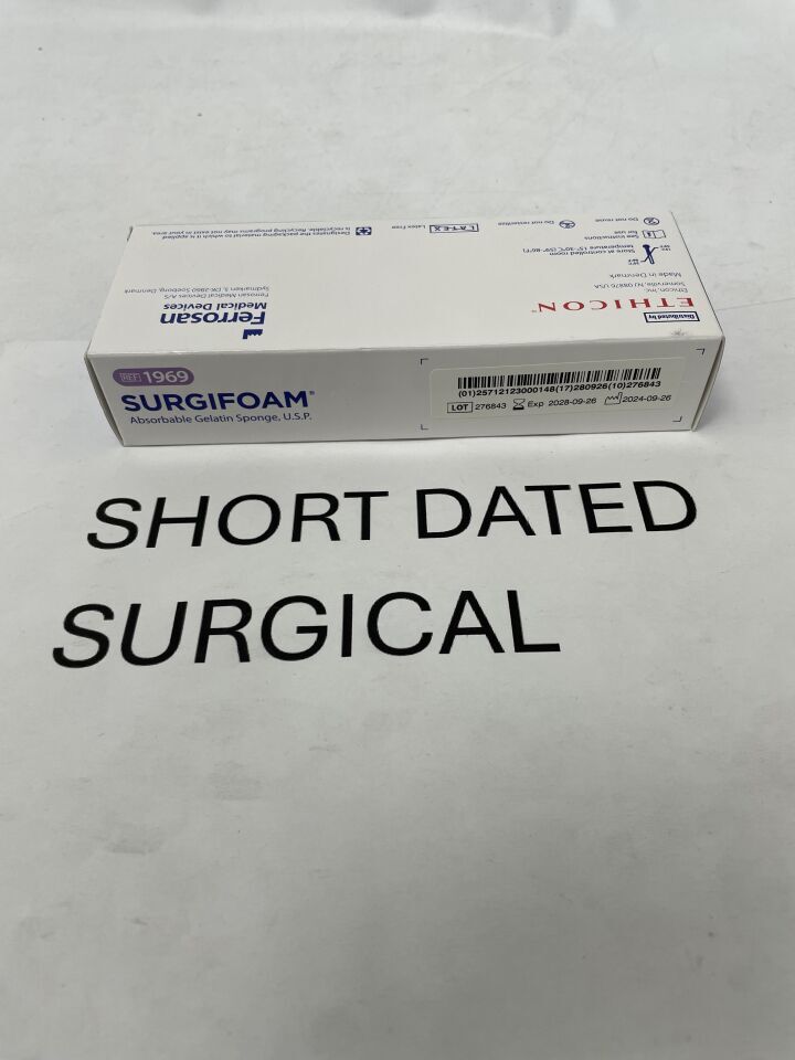 1969 - ETHICON - Surgifoam Gelatin Sponge 1x1cm, (BX)