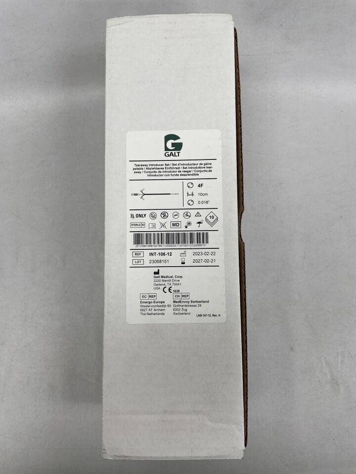 INT-106-12 - GALT - Micro-Access Tearaway Introducer Set - PTFE - 4Fr x 10cm, (BX/10)