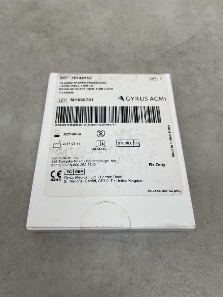 70142152 - GYRUS - Classic Stapes Prostheses, 5 mm Length, 1 mm Well Diameter, (BX)
