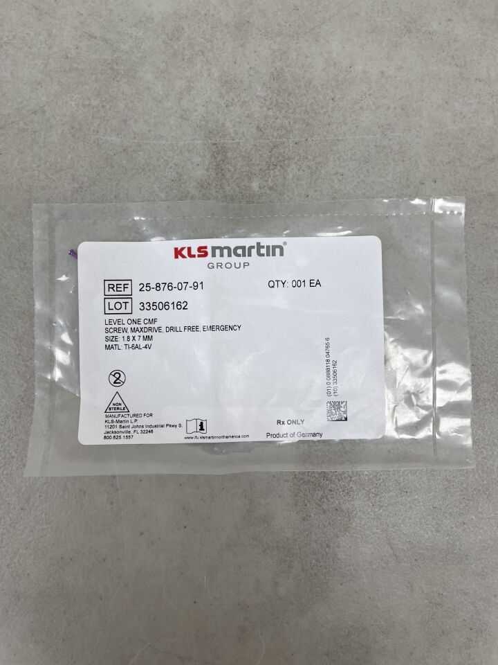 25-876-07-91 - KLS MARTIN - MaxDrive Emergency Screw, 1.8 x 7mm, (EA)