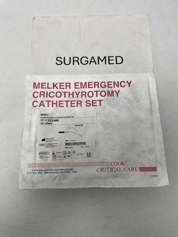 G04652 - COOK - Melker Uncuffed Emergency Cricothyrotomy Catheter Set - 6mm ID, (EA)