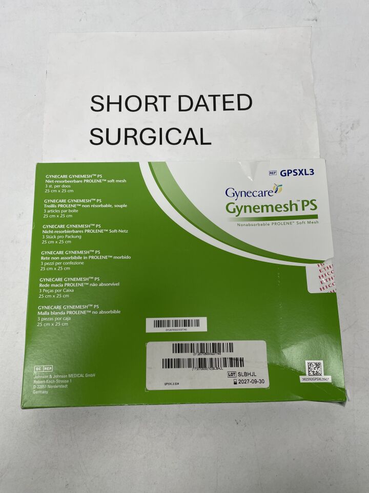 GPSXL3 - ETHICON - Gynecare Gynemesh PS Nonabsorbable PROLENE Soft Mesh - 25cm x 25cm, (BX/3)