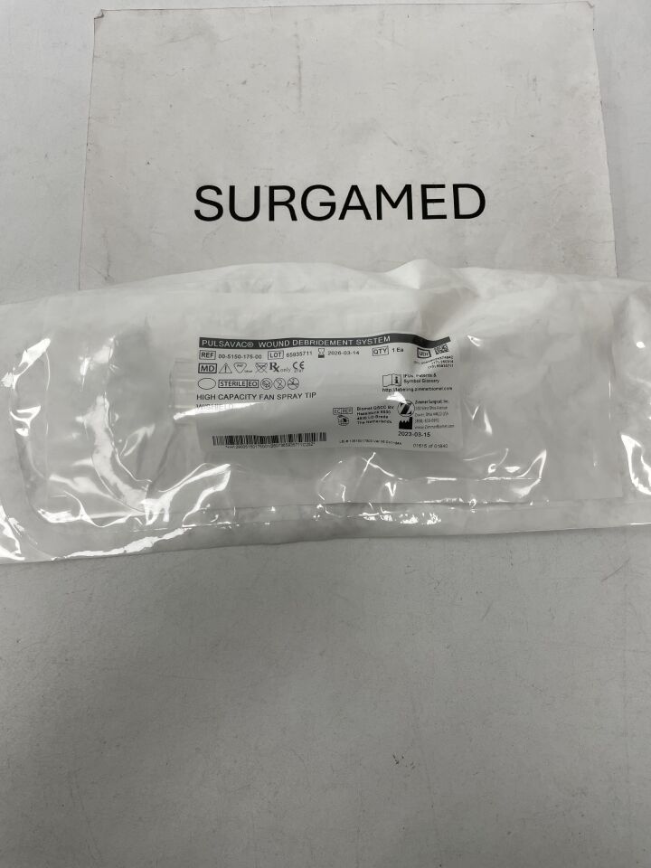00-5150-175-00 - ZIMMER - PULSAVAC Wound Debridement System, High Capacity Fan Spray Tip with Shield, 12.7 cm Length, (EA)