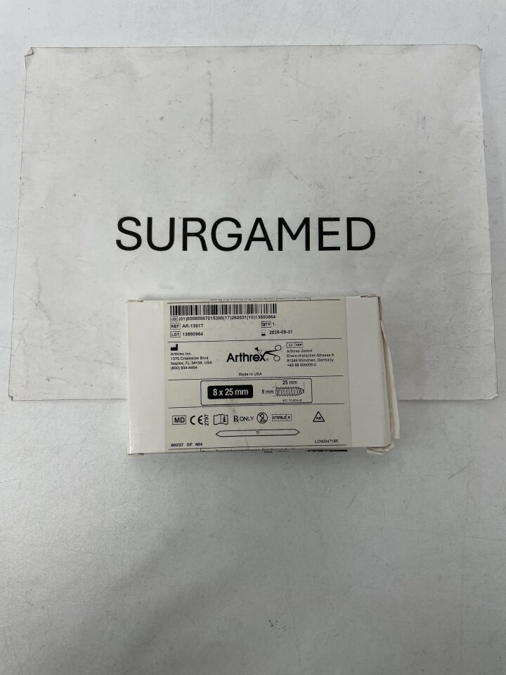 AR-1381T - ARTHREX - Full Thread Cannulated Interference Screw: 8mm x 25mm, (BX)