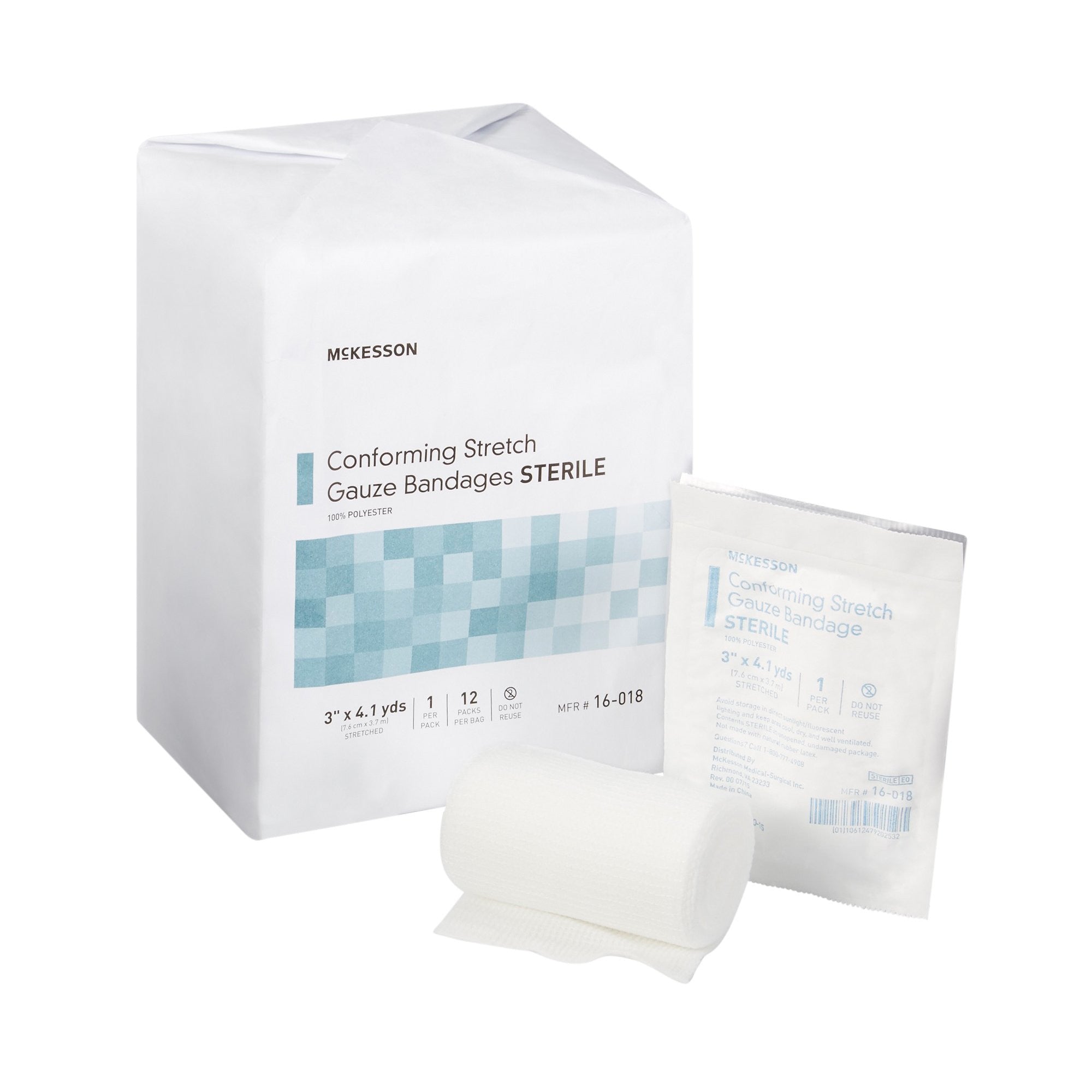 999364 - McKesson - McKesson Conforming Bandage 3 Inch X 4-1/10 Yard Sterile 1 per Pack, 16-018, Case of 96, (CS)