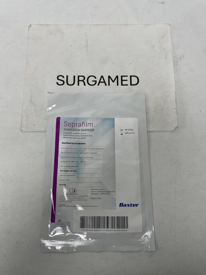 4301-02 - BAXTER - Genzyme Seprafilm Adhesion Barrier: 5" x 6", (EA)