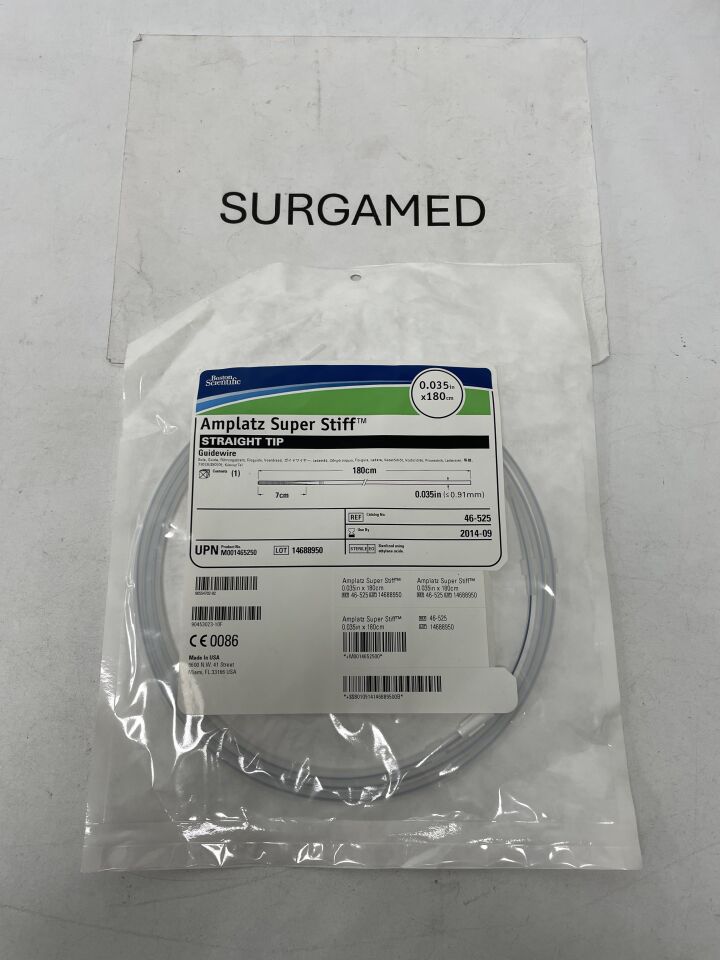 46525 - BOSTON SCIENTIFIC - Amplatz Super Stiff Guidewire - Straight Tip - .035" x 180cm, (EA)