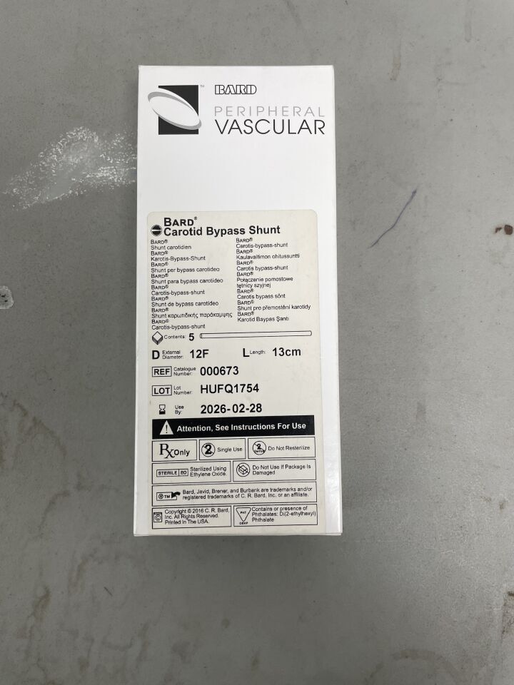000673 - BARD - Carotid Bypass Shunt, Straight 12F x 13cm, (BX/5)