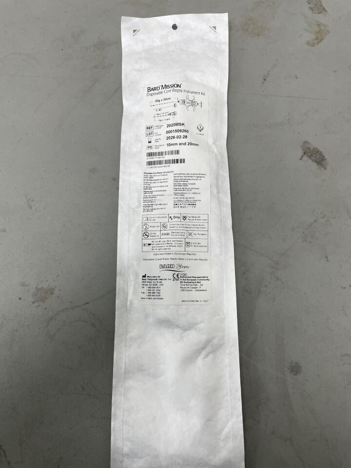 2020MSK - BARD - Mission Disposable Core Biopsy Instrument Kit 20G x 20cm, (EA)