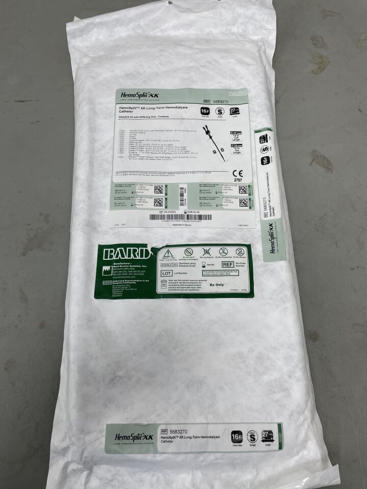 5683270 - BARD - HemoSplit XK Long-Term Hemodialysis Catheter: 16F x 27cm, Standard, Straight, (EA)
