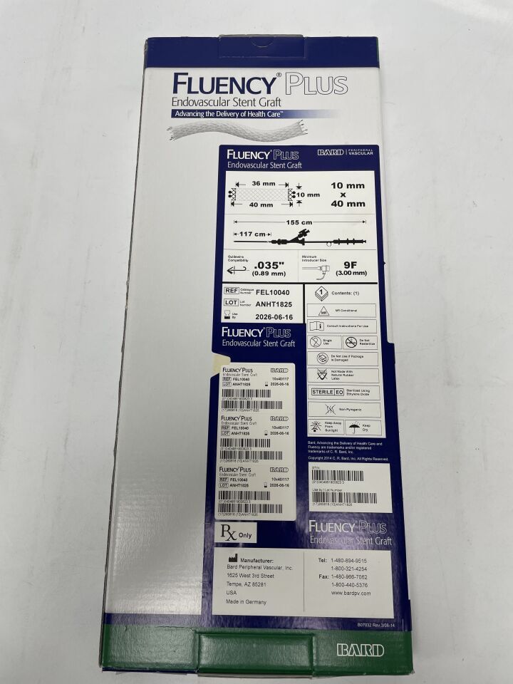 FEL10040 - BARD - Fluency Plus Endovascular Stent Graft - 10mm x 40mm x 117cm, (BX/1)
