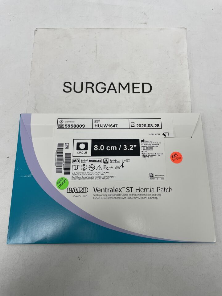 5950009 - BARD - Mesh Ventralex ST Hernia Patch, Large Circle w/Strap 8.0cm, (PK/1)