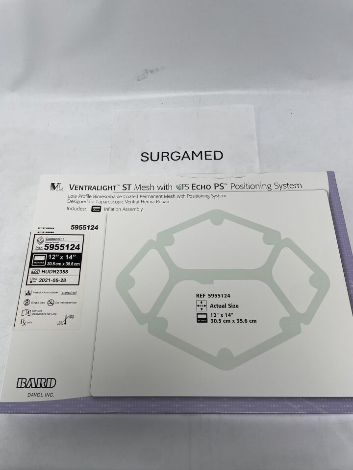 5955124 - BARD - Ventralight ST Mesh with Echo PS Positioning System, RECTANGLE, 12IN X 14IN, (BX/1)