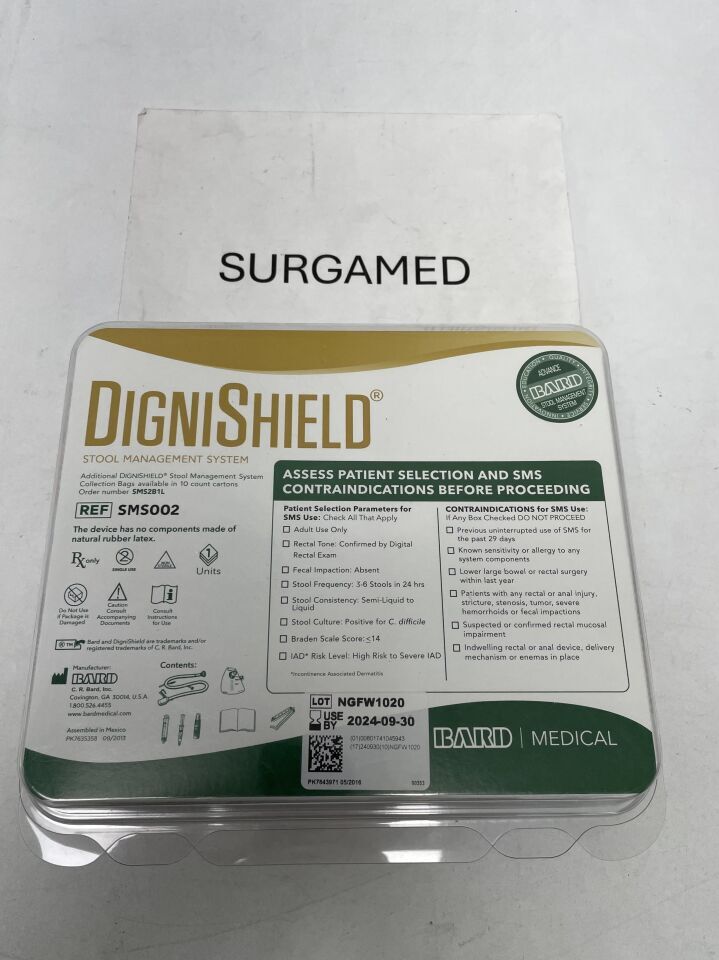 SMS002 - BARD - DigniShield Stool Management System with Med Delivery, (EA)