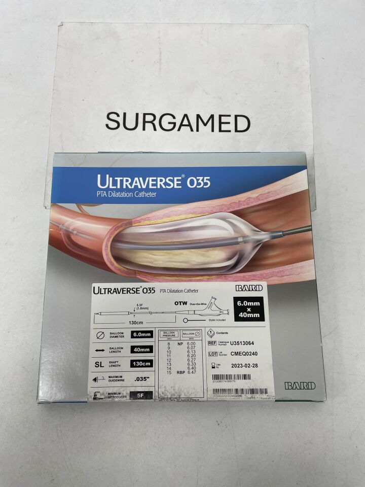 U3513064 - BARD - ULTRAVERSE 035 PTA Dilatation Catheter - 5Fr x 6mm x 40mm x 130cm, (BX/1)