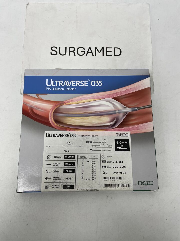 U357552 - BARD - ULTRAVERSE 035 PTA Dilatation Catheter - 5Fr x 5mm x 20mm x 75cm, (BX/1)