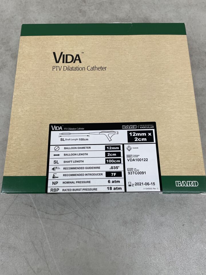 VDA100122 - BARD - VIDA PTV Dilatation Catheter - 12mm x 2cm x 100cm, (BX/1)