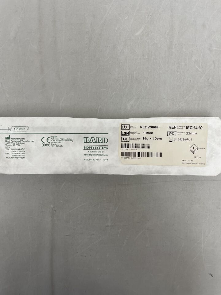 MC1410 - BARD - Max-Core Disposable Core Biopsy Instrument, 14G Needle, 10 cm Length, (EA)