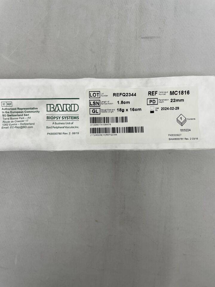 MC1816 - BARD - MaxCore Biopsy Instrument 18G x 16cm, (EA)