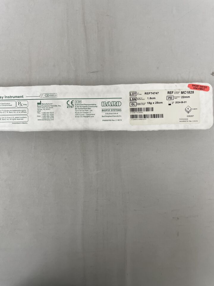 MC1825 - BARD - MaxCore Biopsy Instrument - 18G x 25cm, ()