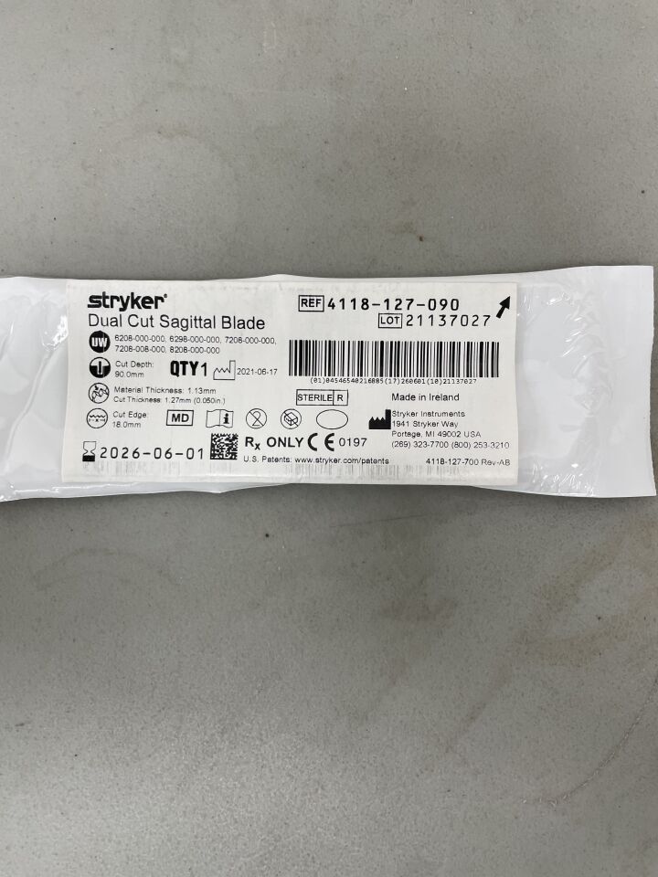 4118-127-090 - STRYKER - Dual-Cut Sagittal Blade 18mm x 90mm x 1.27mm, (EA)