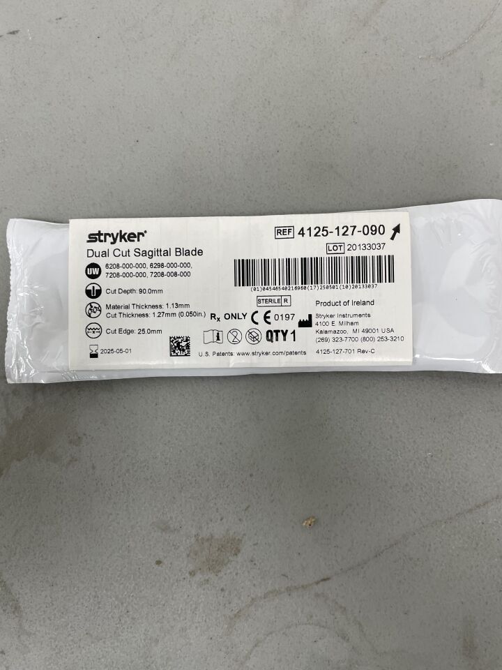 4125-127-090 - STRYKER - Dual Cut Sagittal Saw Blade, 90 L x 25 mm W, (EA)