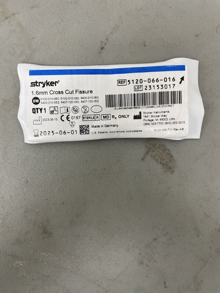 5120-066-016 - STRYKER - 1.6mm Cross Cut Fissure Bur, Medium, (EA)