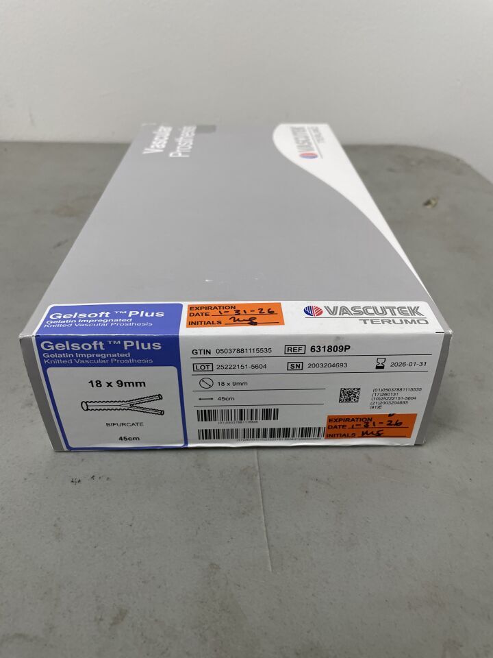 631809P - TERUMO - Vascutek Gelsoft Plus Vascular Graft, Bifurcated 18mm x 9mm, 45cm, (BX/1)