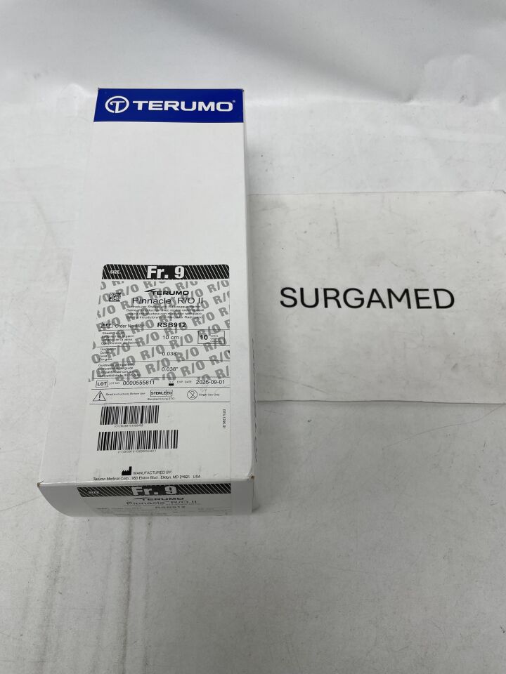 RSB912 - TERUMO - Pinnacle R/O II Introducer Sheath with Radiopaque Marker - 9Fr x 10cm x .038", (BX/10)