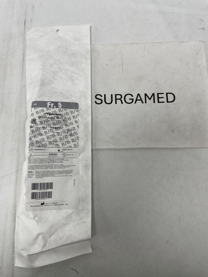 RSB503 - TERUMO - Pinnacle R/O II Introducer Sheath with Radiopaque Marker - 5Fr x 25cm x .038", (EA)