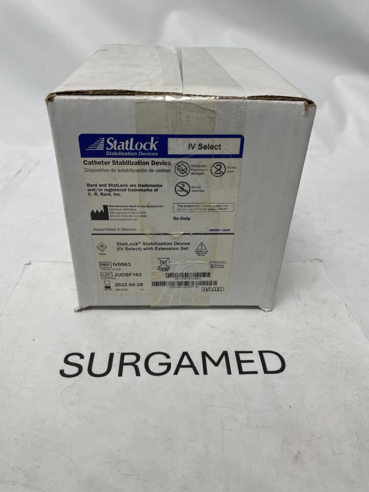 IV0563 - BARD - StatLock IV Select Catheter Stabilization Device, Skin Pad, 6" Macrobore Extension Set, SmartSite Valve, Foam Strips, (BX/25)