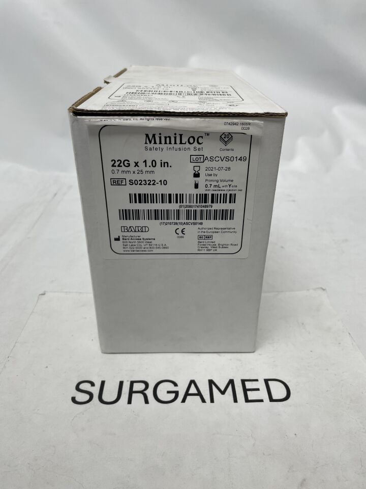 S02322-10 - BARD - MiniLoc Safety Infusion Set - 22G x 1", (BX/20)