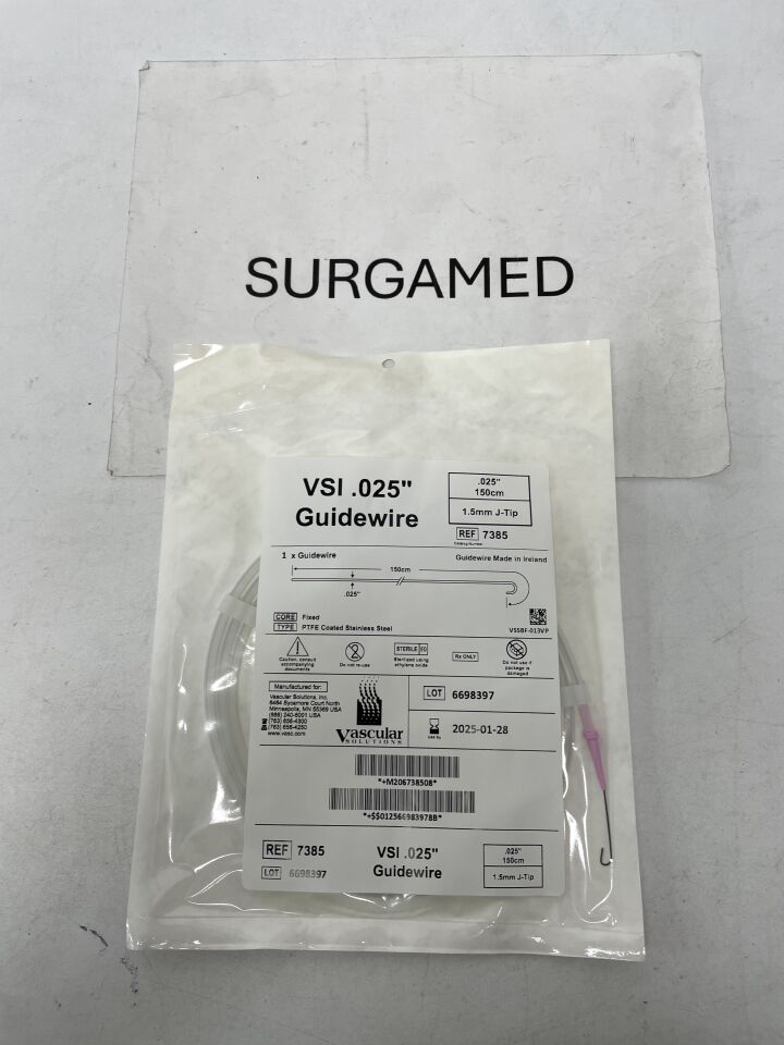 7385 - TELEFLEX - Vascular Solutions VSI Guidewire - 1.5mm J-Tip, .025" x 150cm, (EA)