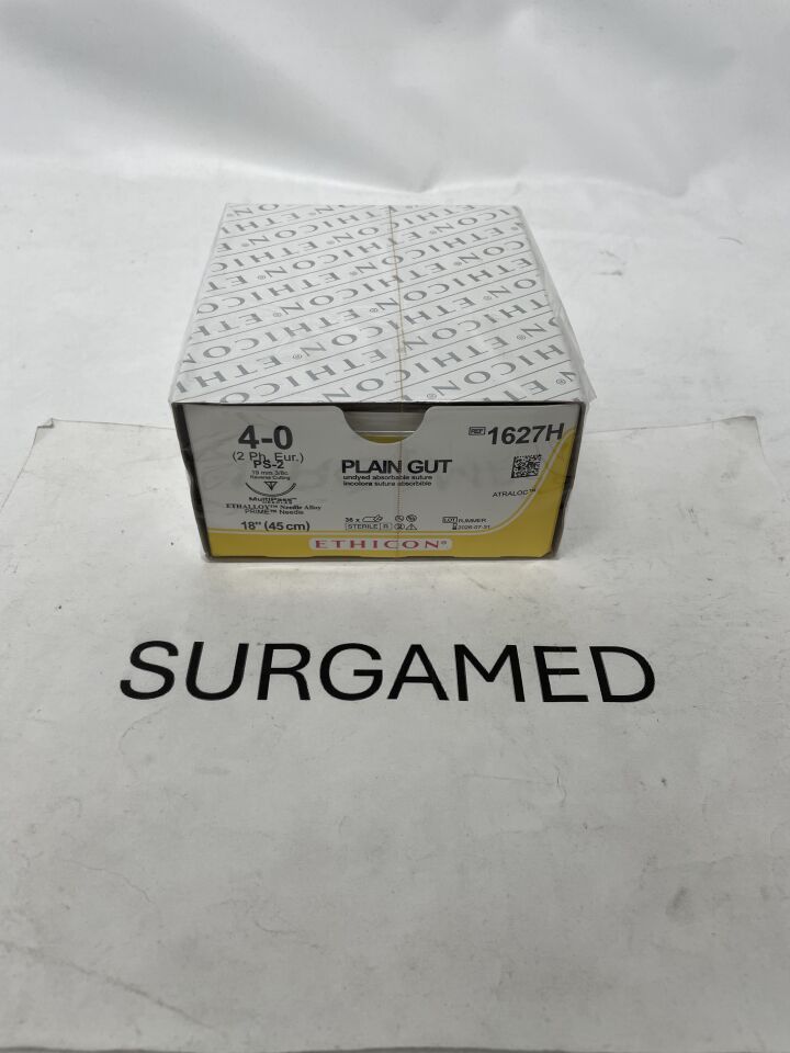 1627H - ETHICON - Gut Plain Absorbable Monofilament Suture, Size 4-0, 18 in. Length, PS-2 Needle, (BX/36)