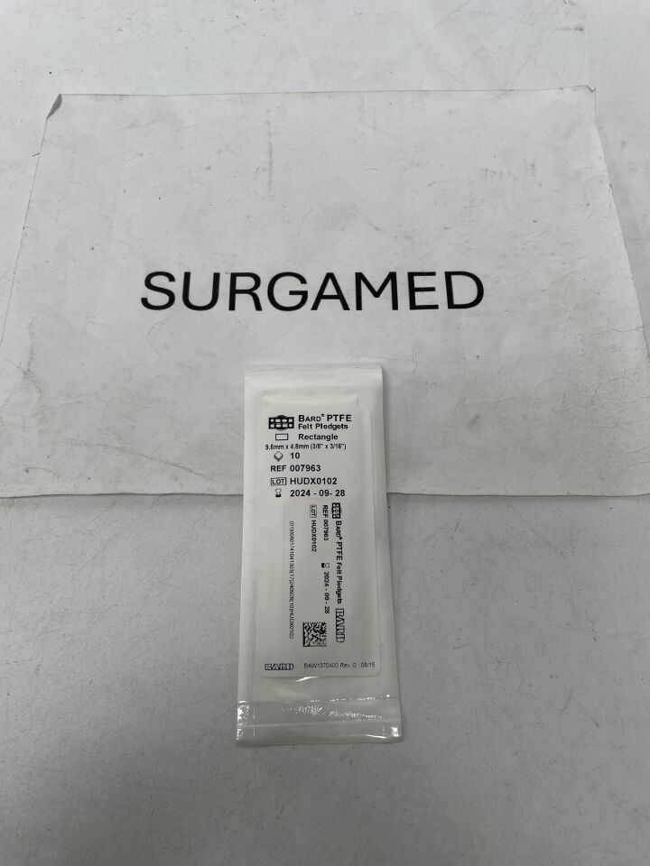 007963 - BARD - PTFE Felt Pledgets, Rectangle - 9.5mm x 4.8mm (10 Per Pack), (EA)