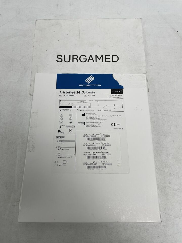 A24-200-002 - SCIENTIA - Aristotle 24 Guidewire - Standard - .024" x 200cm, (BX/1)