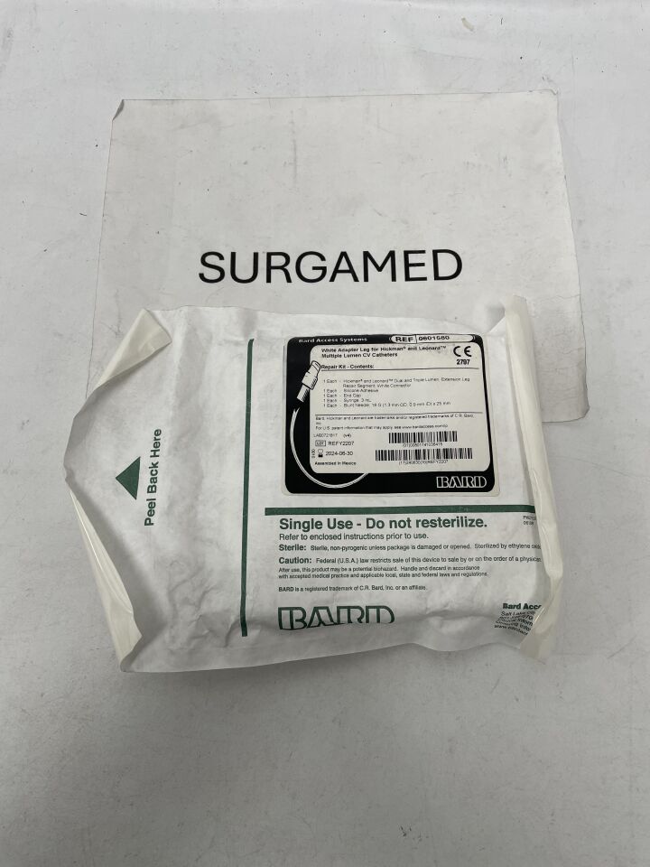 0601680 - BARD - Hickman & Leonard Repair Kit for Central Venous Catheter (CVC), White Adapter Leg Segment, (EA)