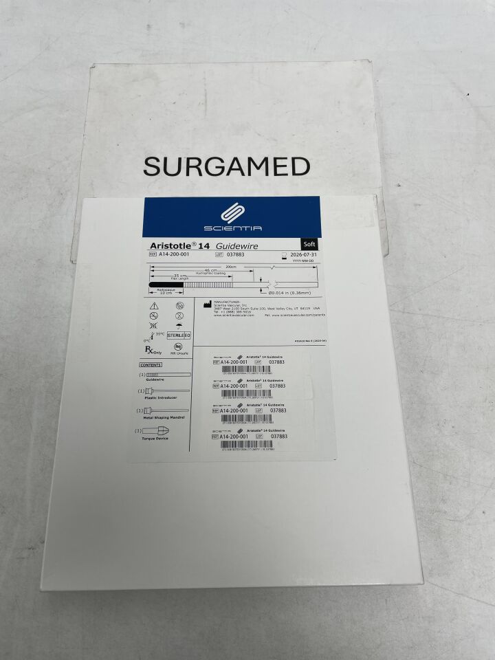 A14-200-001 - SCIENTIA - Aristotle 14 Guidewire - Soft - .014" x 200cm, (BX/1)
