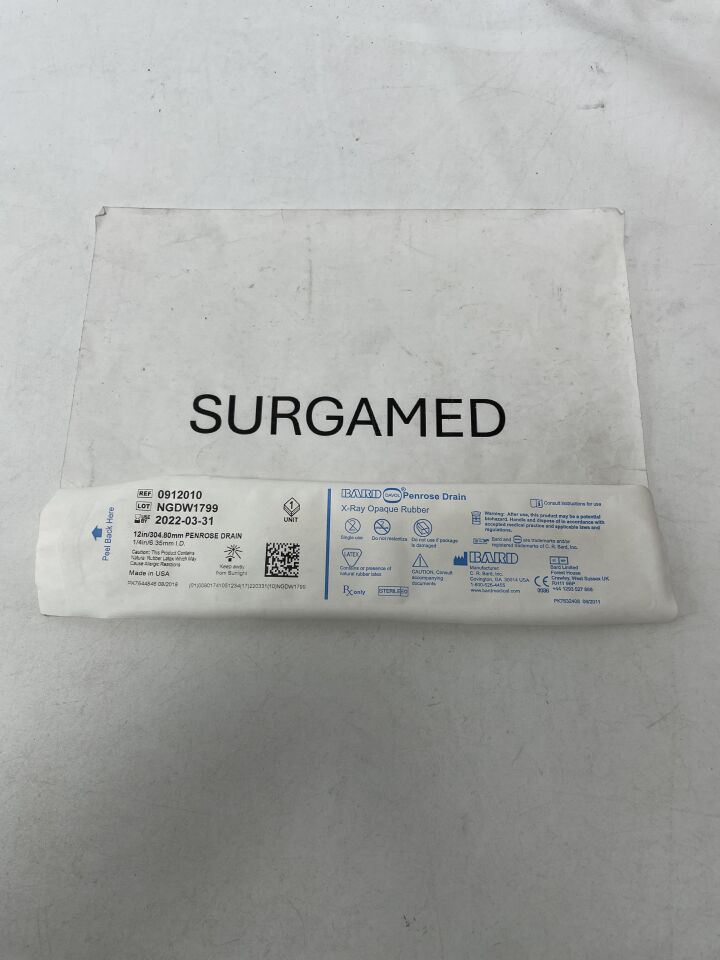 0912010 - BARD - Penrose Drain, X-Ray Opaque Rubber, 12in/304.80mm, (EA)