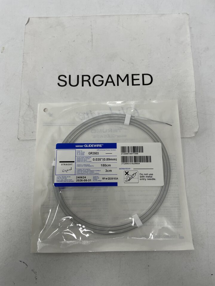 GR3503 - TERUMO - Radifocus Glidewire - Straight - .035" x 180cm x 3cm, (EA)