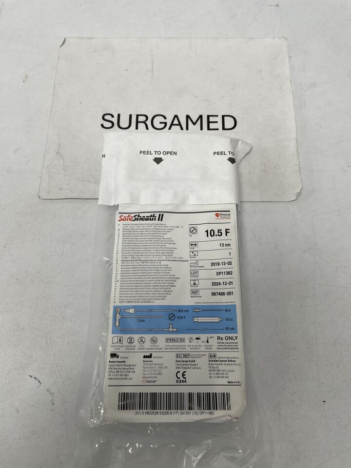 667466-300 - OSCOR - SafeSheath II Hemostatic Tear-away Introducer System with Infusion Side Port - 10.5F, (EA)