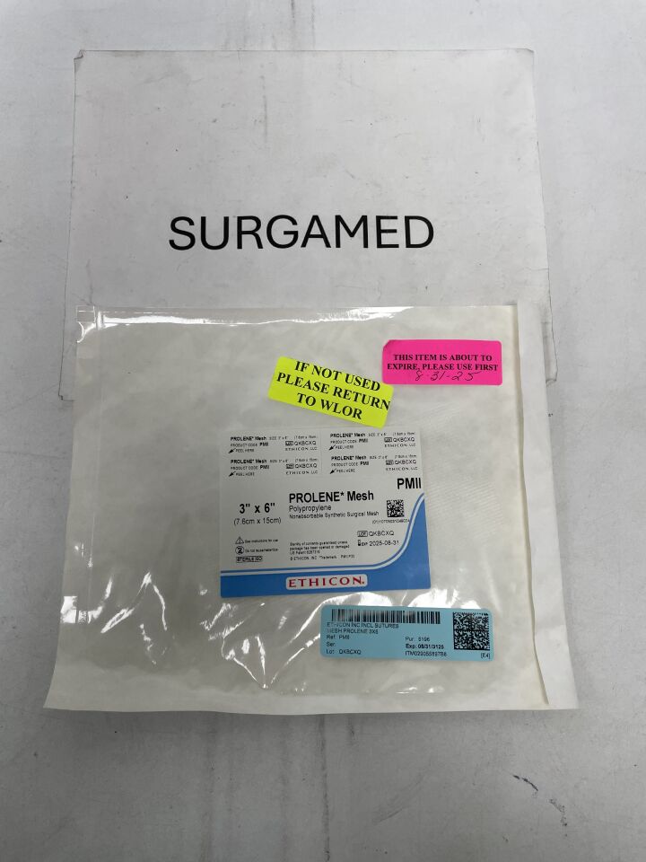 PMII - ETHICON - Prolene Flat Hernia Mesh, 8 x 15 cm, Rectangle, (EA)