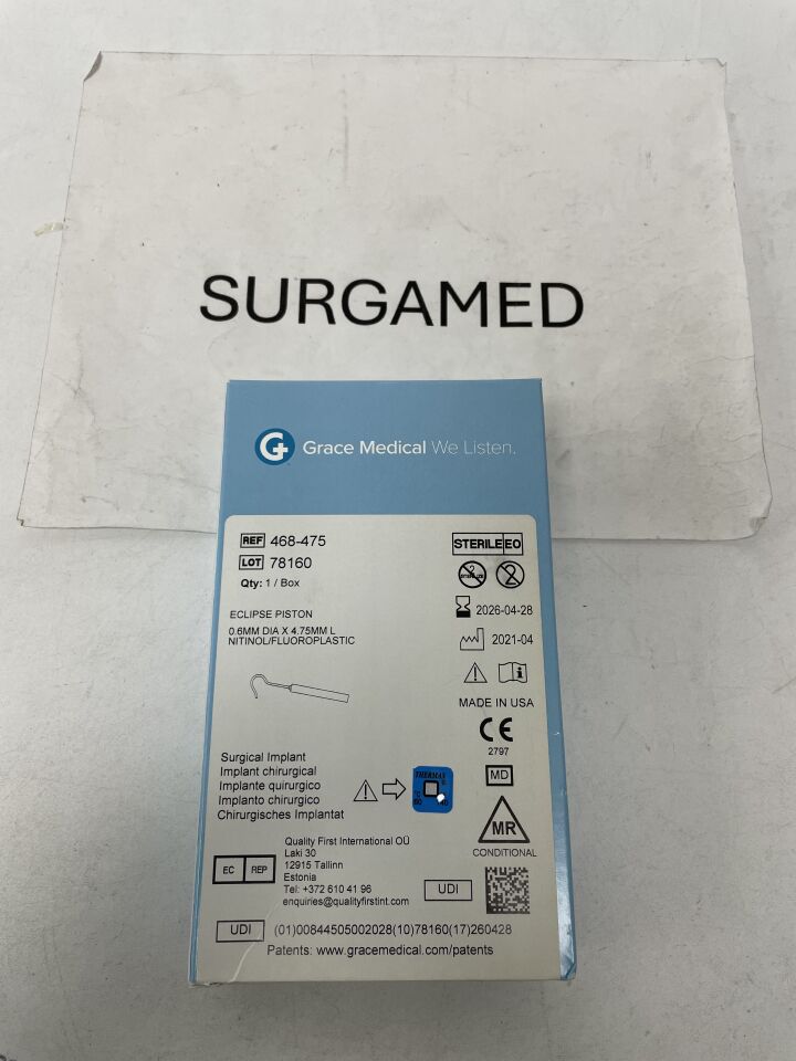 468-475 - GRACE MEDICAL - Eclipse Piston 0.6MM Dia X 4.75MM L Nitinol/Fluoroplastic, (BX/1)