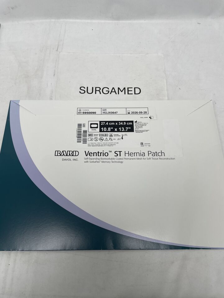 5950090 - BARD - Mesh Ventrio ST Hernia Patch, Extra Large Oval 27.4cm x 34.9cm, (PK/1)
