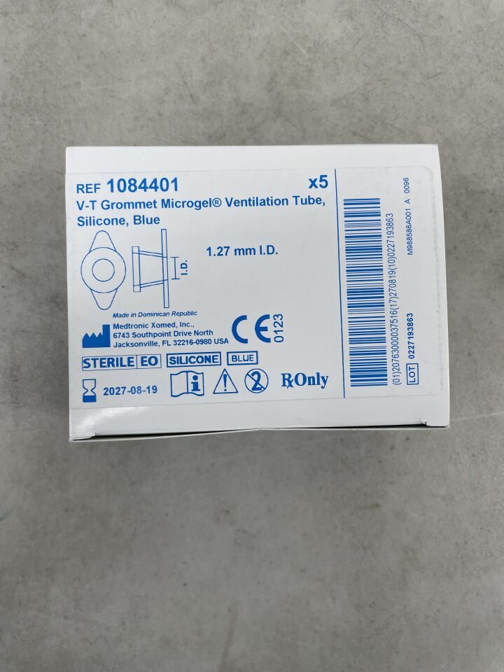 1084401 - MEDTRONIC - V-T Grommet Microgel Ventilation Tube, 1.27 I.D.., (BX/5)